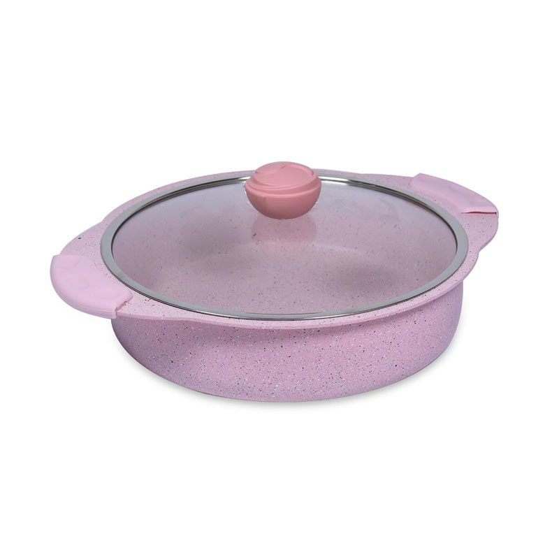 Piltka granitna kaserola sa poklopcem roze 3322