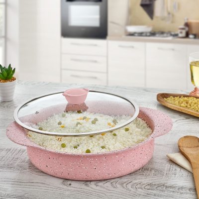 Plitka granitna kaserola sa poklopcem - 3322 ROSE