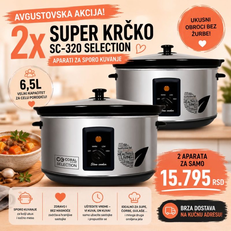 2x Super Krčko SC-320 Selection - Aparati za sporo kuvanje 6,5 l