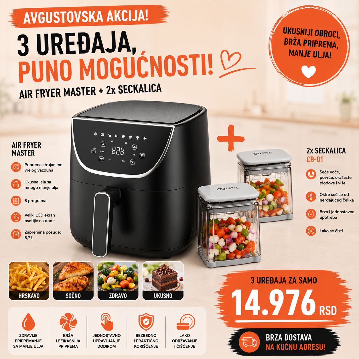 Air Fryer MASTER + 2x Seckalica - AF-2500 + CB-01