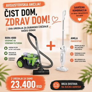 Usisivač sa vodenim filterom + Paročistač - Bora 4000 + Amila